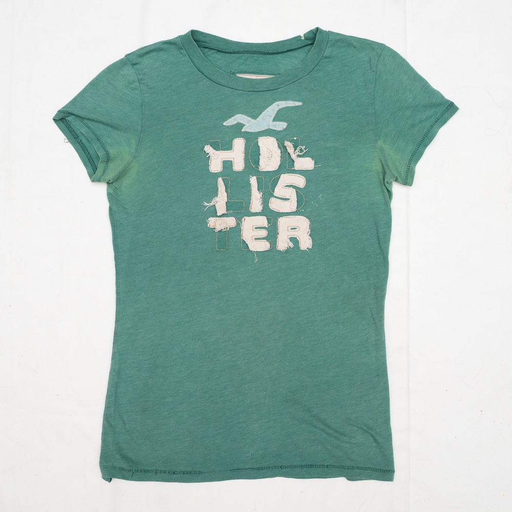 Vtg 2000s Y2k‎ Thrashed Hollister Faded Womens Baby T Shirt Green Medium Single